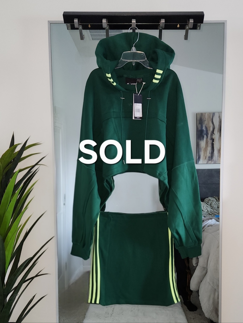 NWT Adidas x Ivy Park Hooded Cutout Dress, Dark Green, XL